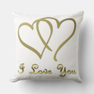 Entwined Gold Hearts i Love You Cushion