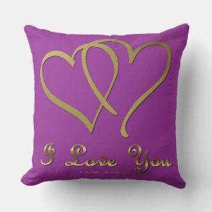 Entwined Gold Hearts i Love You Cushion