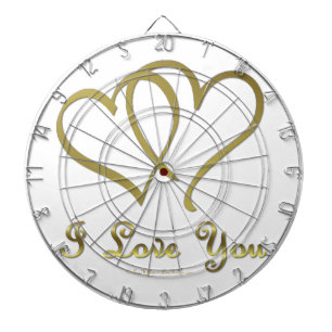 Entwined Gold Hearts i Love You Dartboard