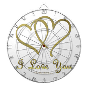 Entwined Gold Hearts i Love You Dartboard