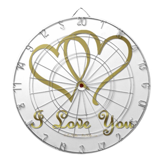 Entwined Gold Hearts i Love You Dartboard (Front)
