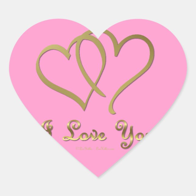 Entwined Gold Hearts i Love You Heart Sticker (Front)