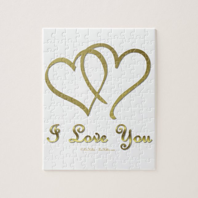 Entwined Gold Hearts i Love You Jigsaw Puzzle (Vertical)