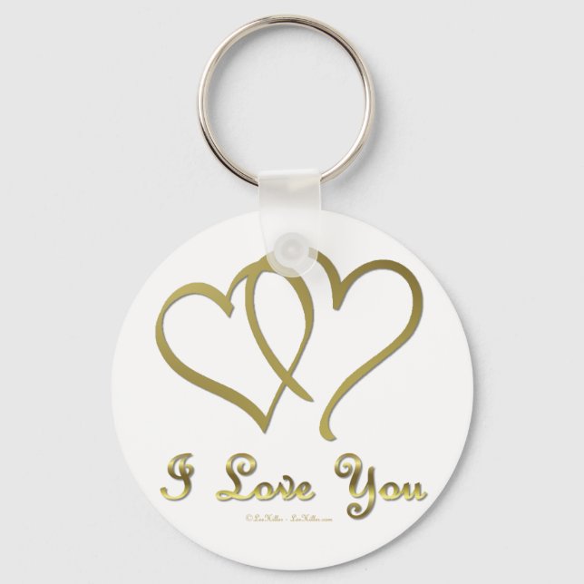 Entwined Gold Hearts i Love You Key Ring (Front)