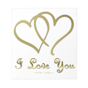 Entwined Gold Hearts i Love You Notepad