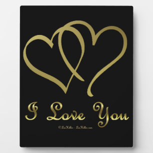 Entwined Gold Hearts i Love You Plaque