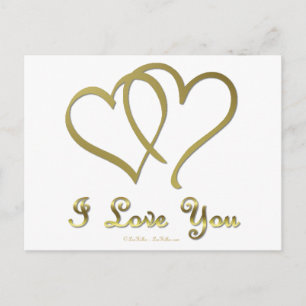 Entwined Gold Hearts i Love You Postcard