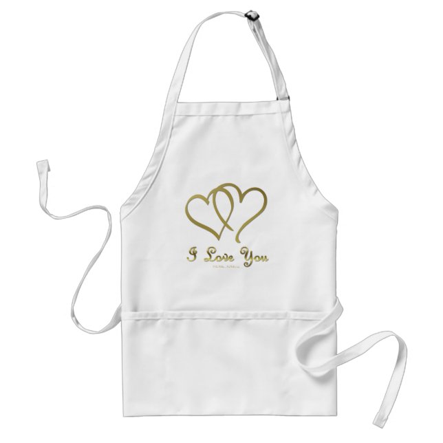 Entwined Gold Hearts i Love You Standard Apron (Front)