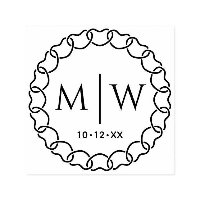 Entwined Hearts Frame Two Initial Wedding Monogram Self-inking Stamp (Design)