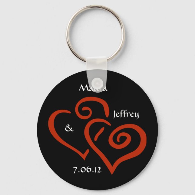 Entwined Hearts Keychain with Customisable Text (Front)