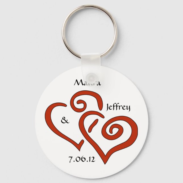Entwined Hearts Keychain with Customisable Text (Front)