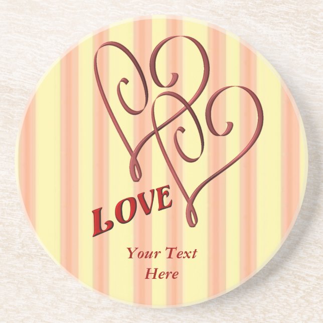Entwined Hearts Personalised Drink Coaster (Front)