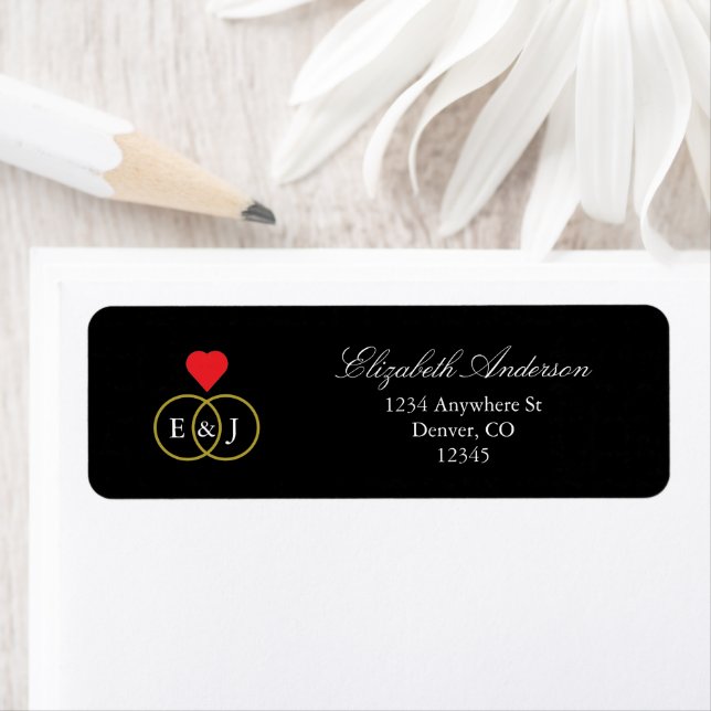 Entwined Ring Wedding Return Address Label (Insitu)