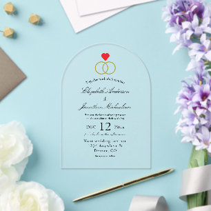 Entwined Rings Wedding Acrylic Invitations