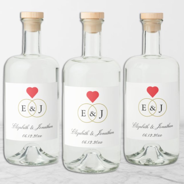 Entwined Rings Wedding Liquor Bottle Label (Creator Uploaded)