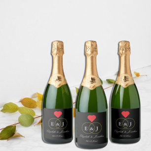 Entwined Rings Wedding Sparkling Wine Label