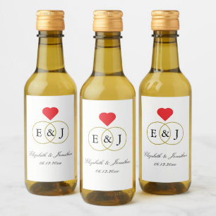 Entwined Rings Wedding Wine Label