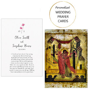 Entwined Watercolor Flowers Wedding Prayer Card