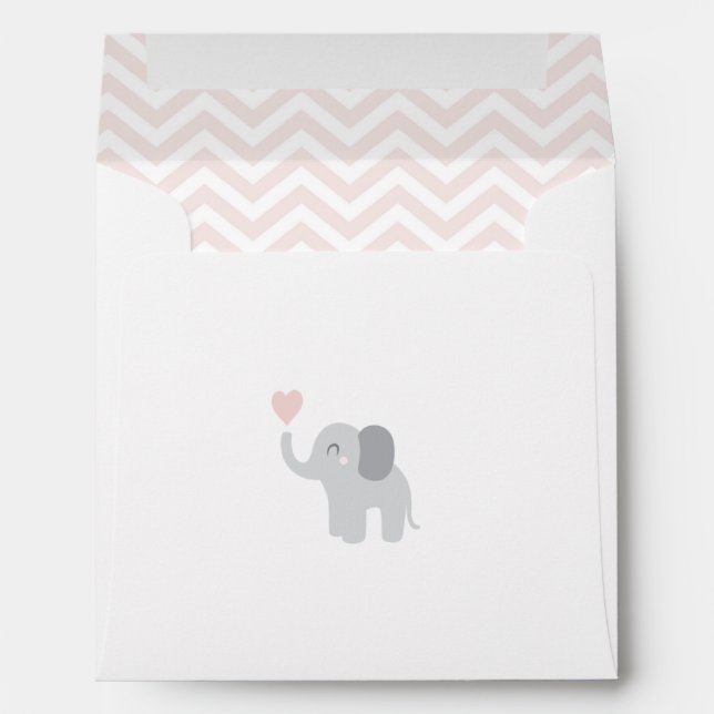 Envelope Baby Announcement Girl Elephant Chevron (Back (Bottom))