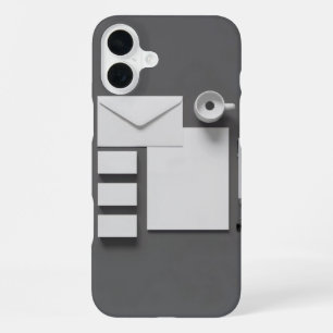 Envelope Business Card Letter and Grey Background iPhone 16 Plus Case