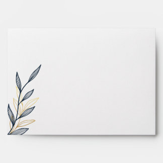 Envelope for 5x7 invitation Gold Navy Leaf Design