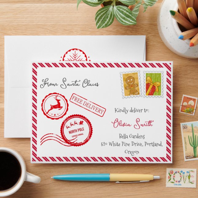 Envelope For Letter From Santa Claus North Pole (Desk)
