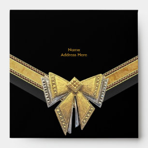 Envelope Gold Black Trim Bow