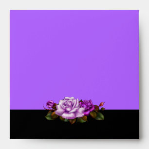 Envelope Purple Mauve Pink Roses Black