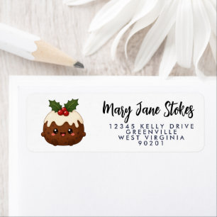 envelope RETURN ADDRESS christmas pudding Label