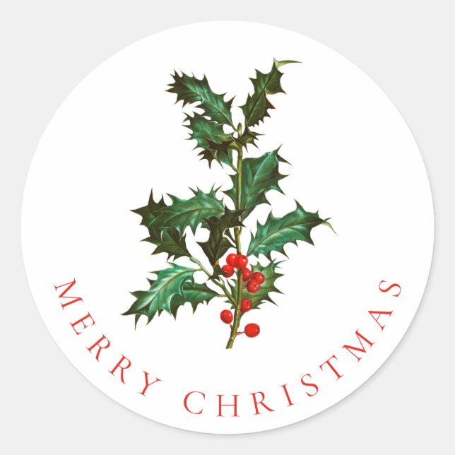 ENVELOPE SEAL : MERRY CHRISTMAS : HOLLY (Front)