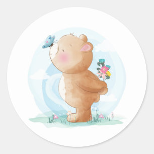 ENVELOPE SEAL STICKER : BABY BEAR & BUTTERFLY