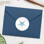 Envelope Seal Sticker, Blue Starfish Beach Wedding<br><div class="desc">Personalised Starfish Beach Wedding Stickers with bride's and groom's names and wedding date features a replica of my original watercolor artwork in shades of blue. Matching Ocean Stationery, Bridal Shower Invitations, Save the Date Cards, Bridesmaid To Be Request Cards, Thank You Cards and other Wedding Stationery and Wedding Gift Products...</div>