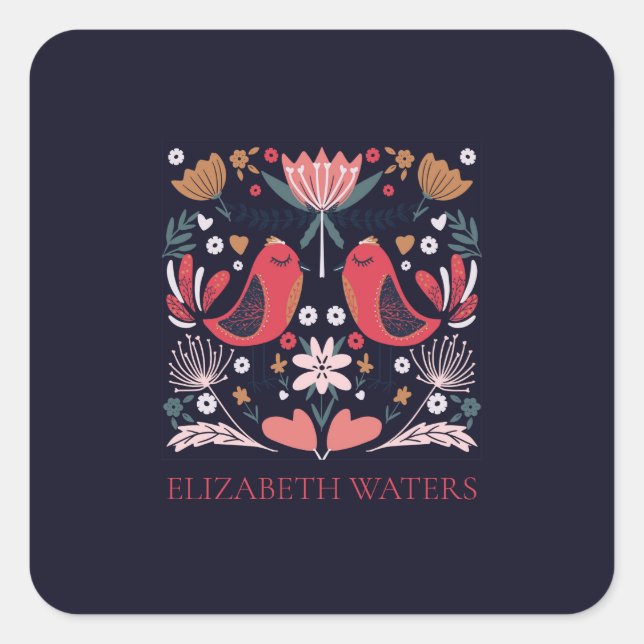 ENVELOPE SEAL STICKER  : BOHO BIRDS (Front)