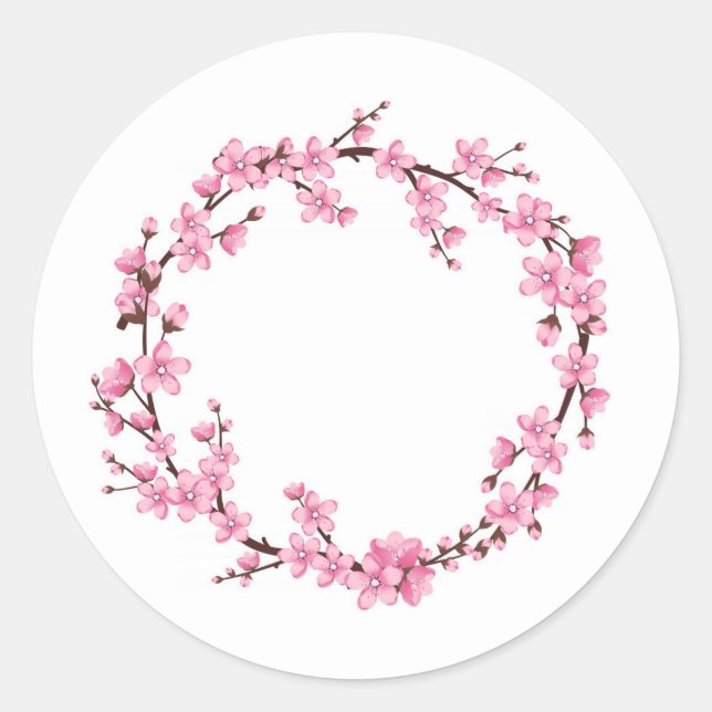ENVELOPE SEAL STICKER : CHERRY BLOSSOM WREATH (Front)