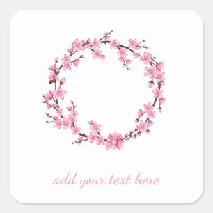 ENVELOPE SEAL STICKER : CHERRY BLOSSOM WREATH