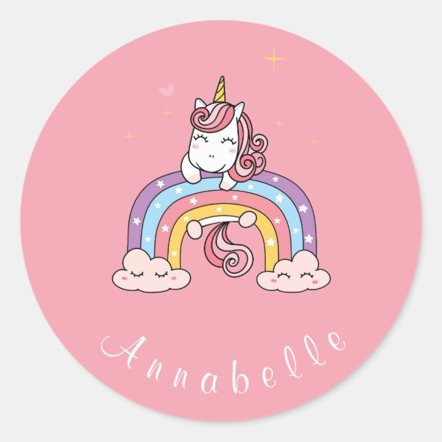 ENVELOPE SEAL STICKER : UNICORN ON A RAINBOW (Front)