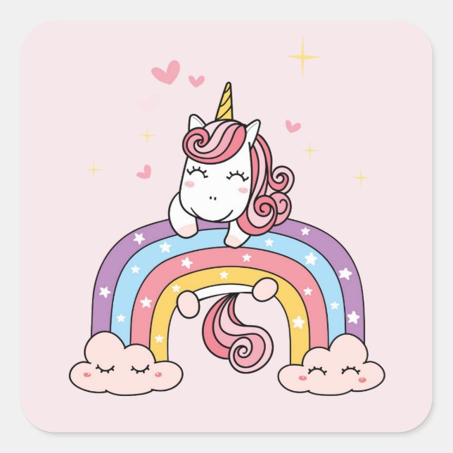 ENVELOPE SEAL STICKER : UNICORN + RAINBOW (Front)