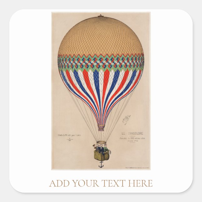 ENVELOPE SEAL : VINTAGE FRENCH HOT AIR BALLOON (Front)
