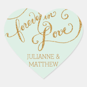 Envelope Seals Script Forever in Love Gold Glitter