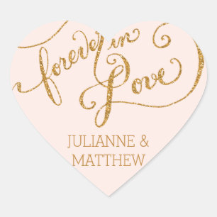 Envelope Seals Script Forever in Love Gold Glitter