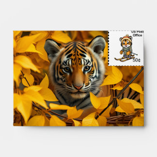 Envelope with a postage stamp