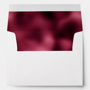 Envelope with burgundy faux foil metal lining