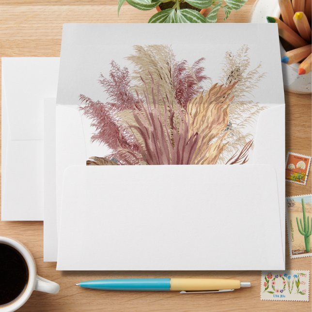 Envelopes 5x7 Boho Pampas Grass Mauve Pink (Creator Uploaded)
