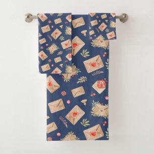 Envelopes & Hearts Bath Towel Set