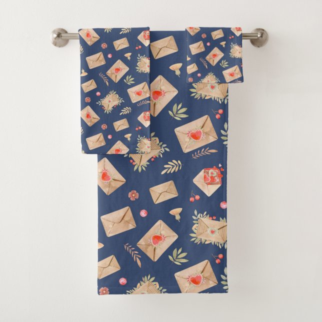 Envelopes & Hearts  Bath Towel Set (Insitu)