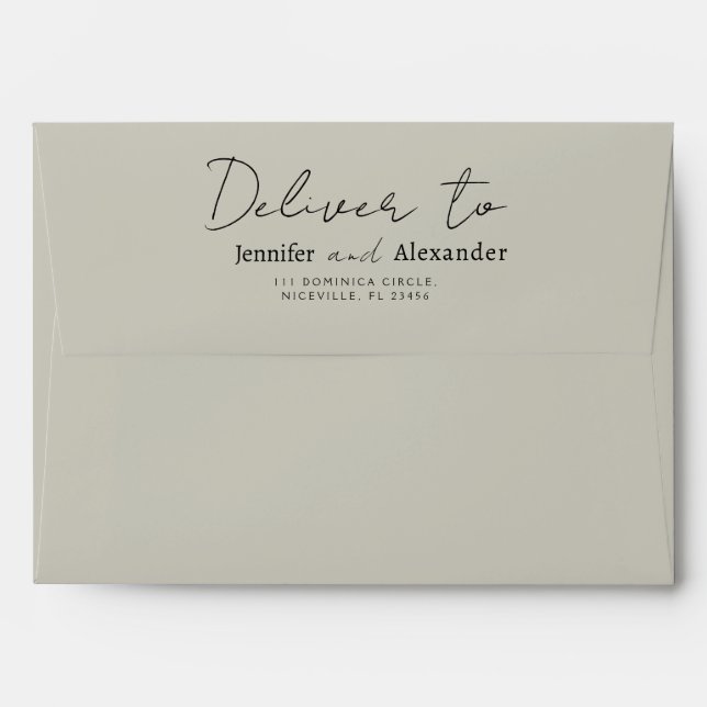 Envelopes Minimalist Modern Calligraphy Wedding. (Back (Top Flap))