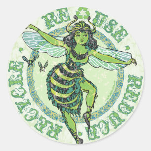 Enviro Green Bee Earth Day Gear Classic Round Sticker