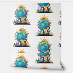  Environment  - Earth Illustration with Hand & sun Wallpaper