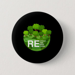 Environmental Activism Recycle Reuse Renew Rethink 6 Cm Round Badge