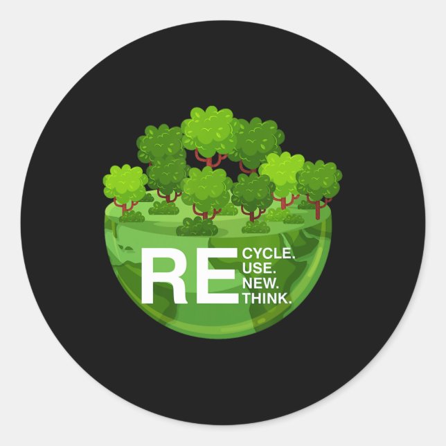 Environmental Activism Recycle Reuse Renew Rethink Classic Round Sticker (Front)